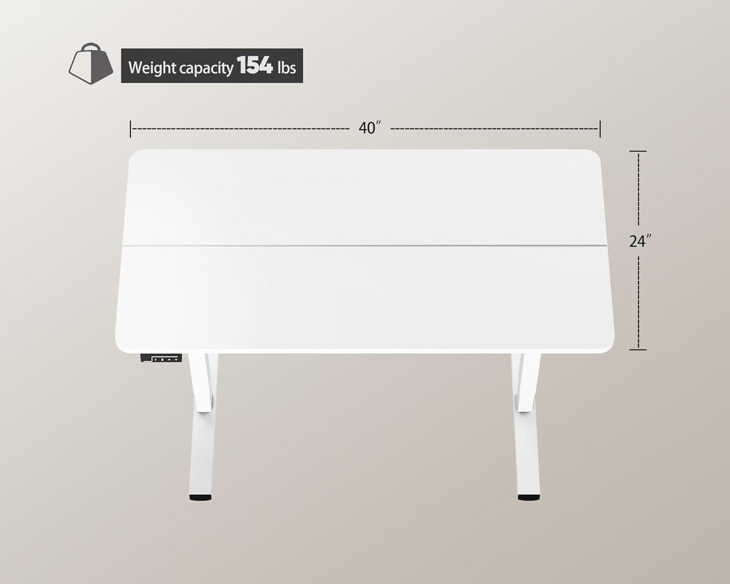 Electric Adjustable Height Standing Desk 40x24 Inches White With Memory Preset