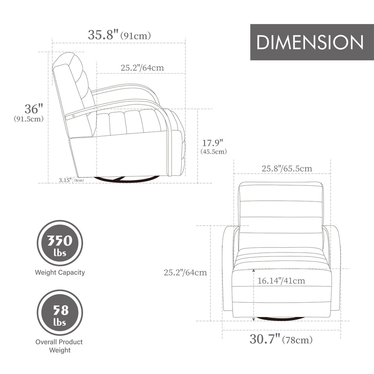 30.7" Modern Upholstered 360° Swivel Accent Chair