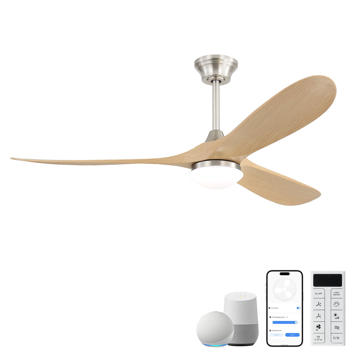 60 Inch Smart Ceiling Fan with Light Dimmable LED