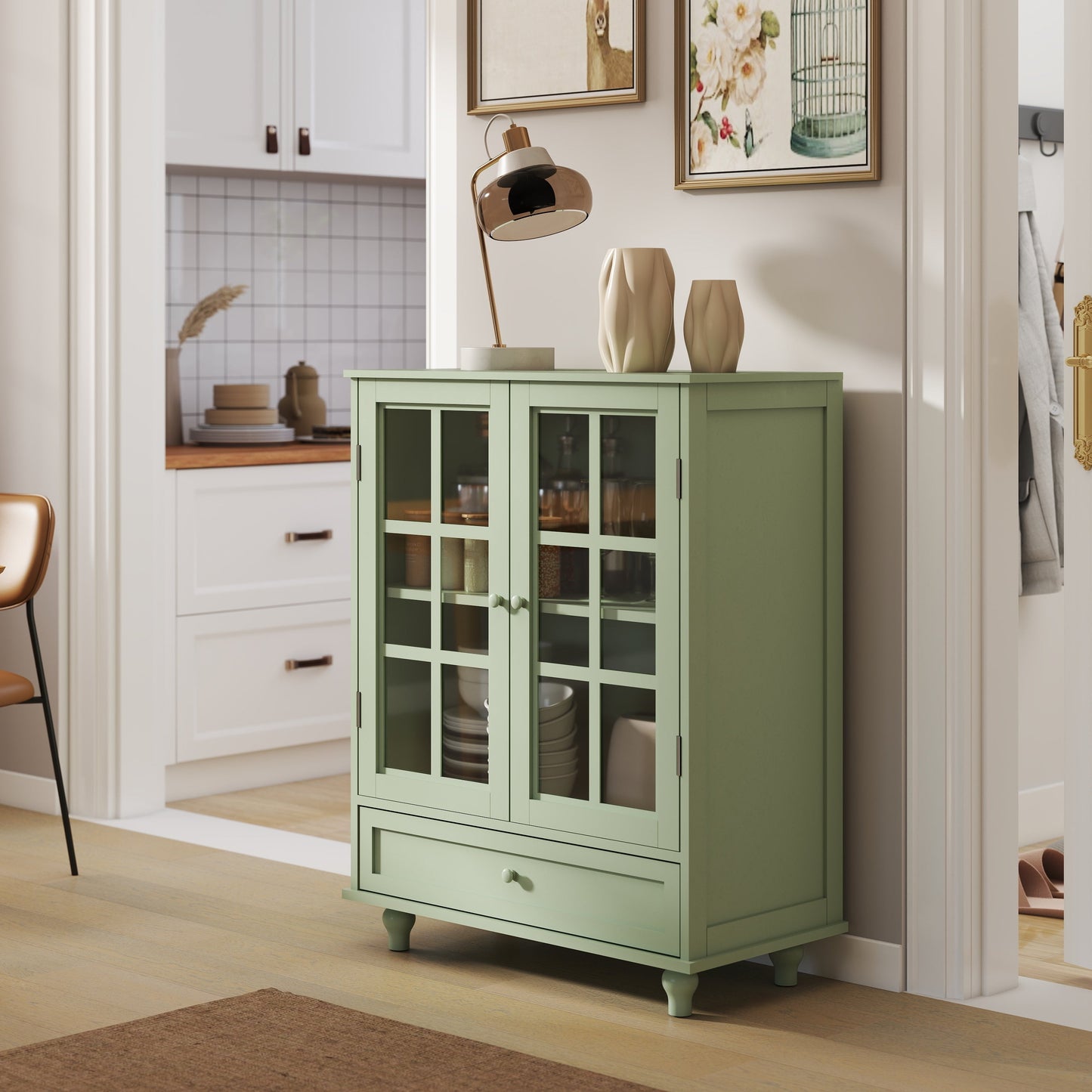 Minimalism Buffet Cabinet with Double Glass Doors