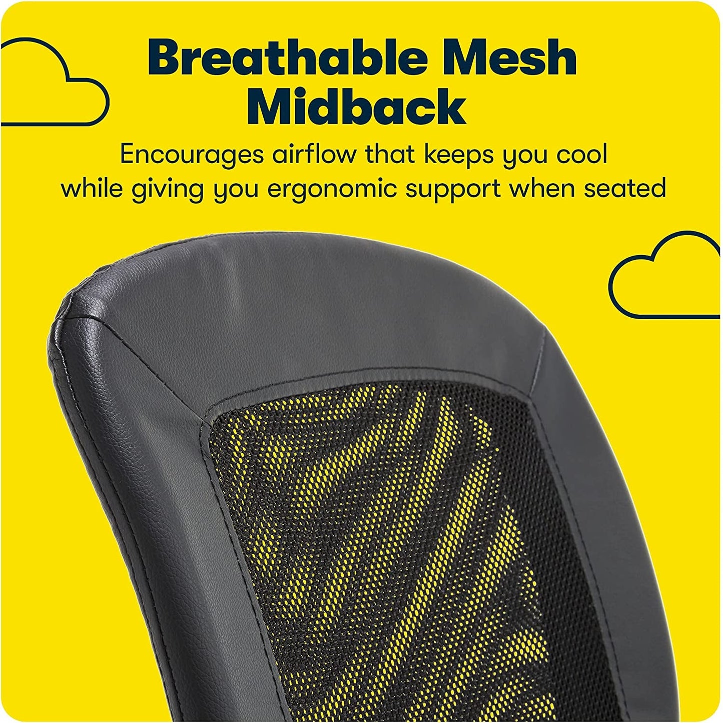 Armless Desk Chair With Mesh Back And Wheels Black