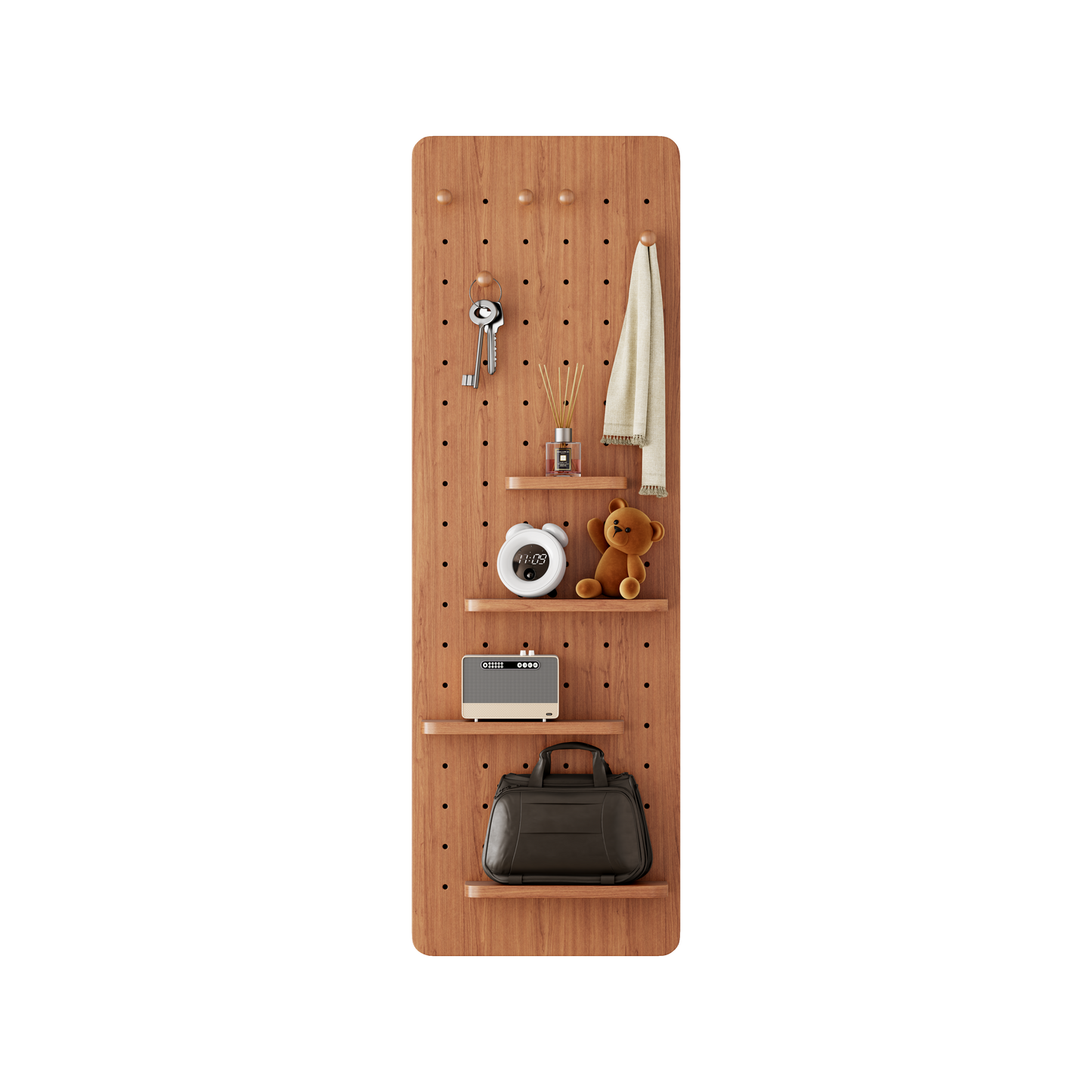 Cherry Color Wall-Mounted Full-Length Mirror