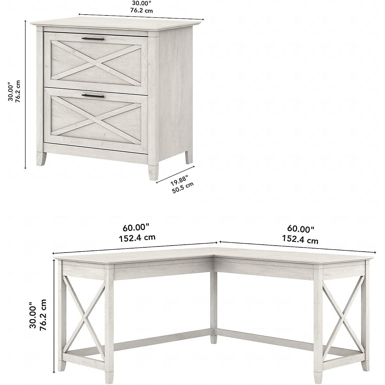 60W L Shaped Desk With Mobile File Cabinet For Home Office