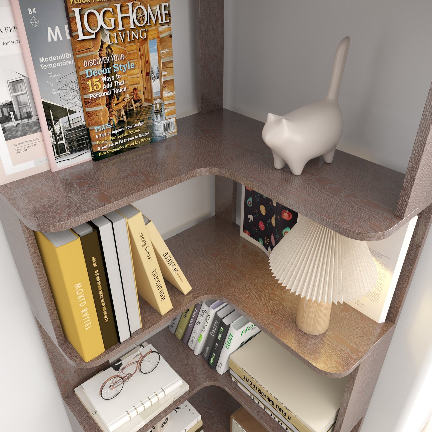 6 Tier Freestanding L-Shaped Corner Bookshelf