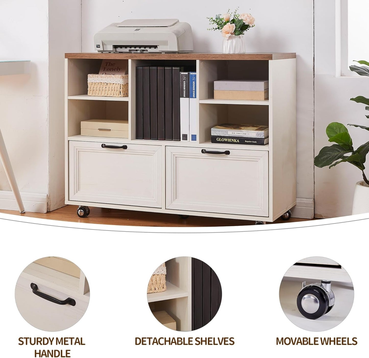 60 Inch L Shaped Desk With Farmhouse Cabinetry Storage