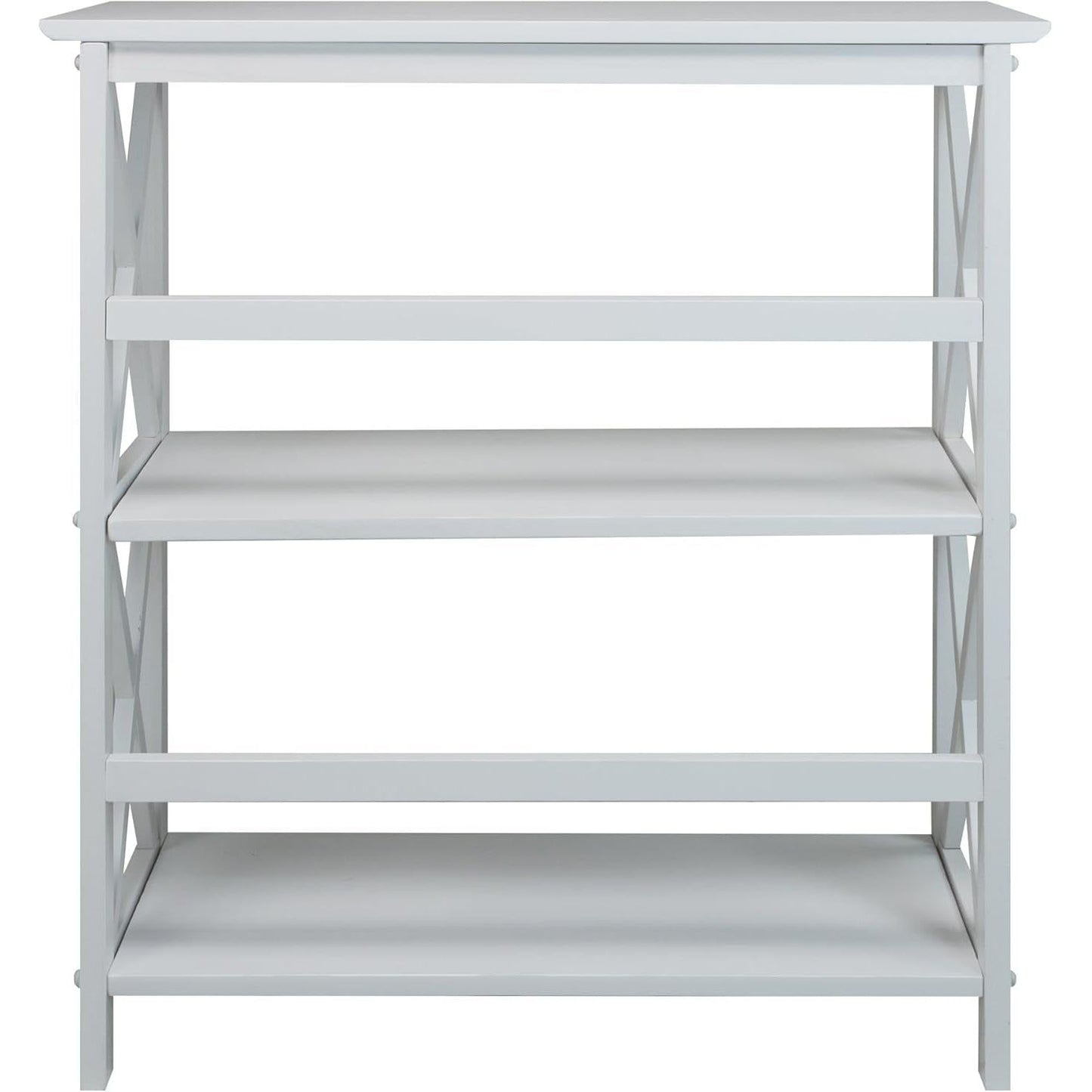 Montego 3 Shelf Bookcase White Modern X Design Storage