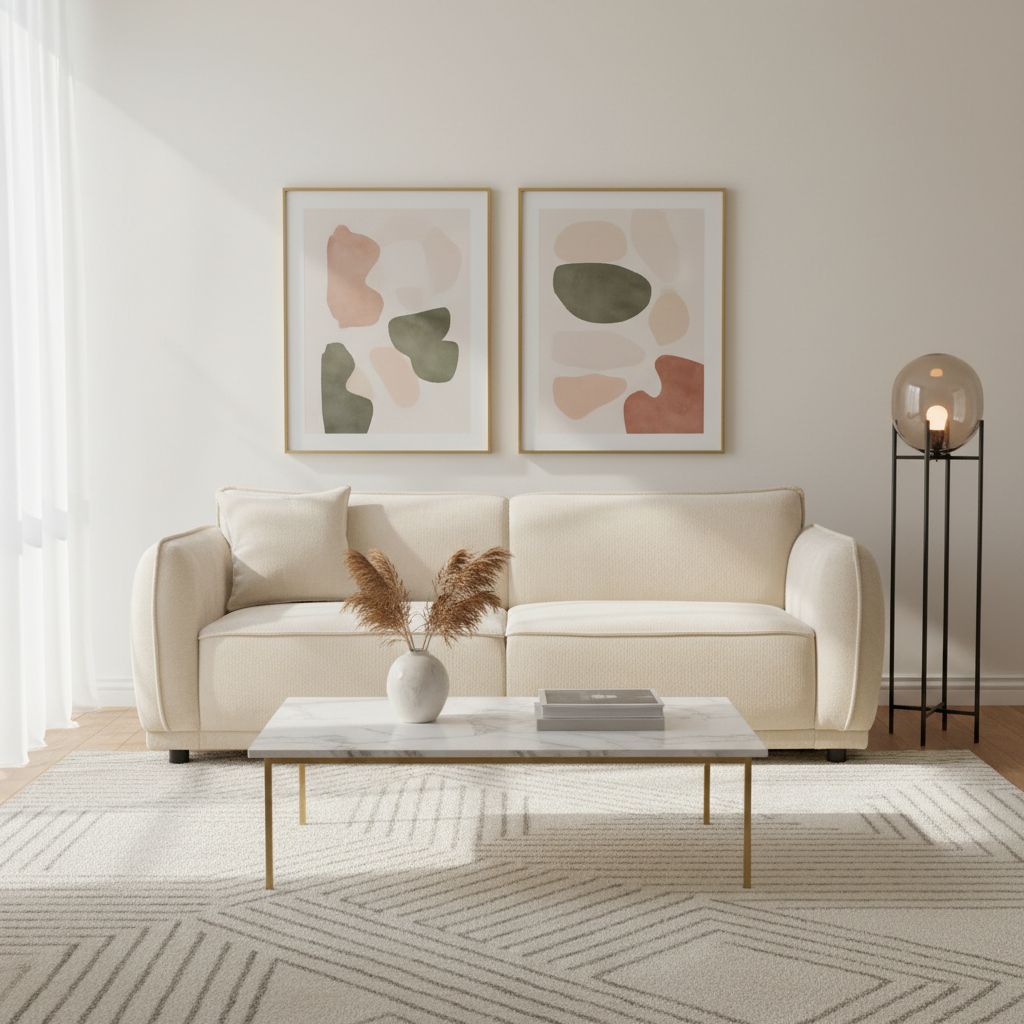 Oslo 84" Round Arm Modern Upholstered Boucle Sofa