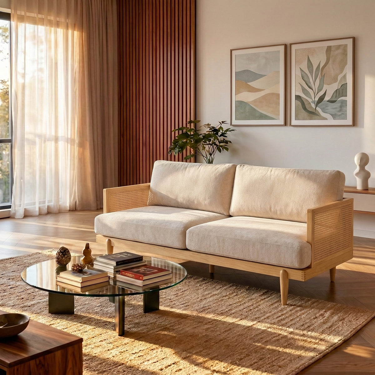Emir 72" Square Arm 3-Seater Boucle Sofa