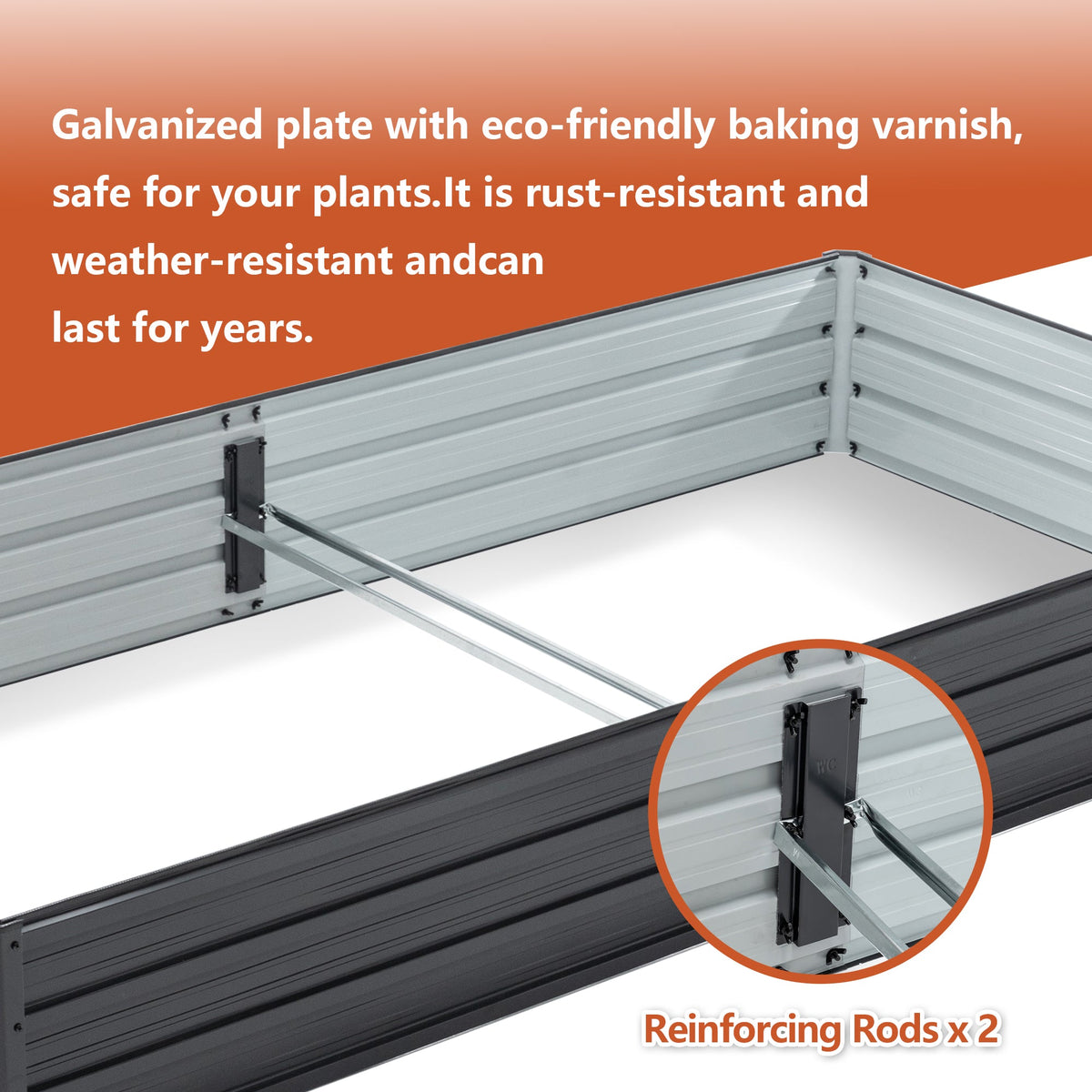 Galvanized Raised Garden Beds Outdoor - 8x4x1 ft Planter Box