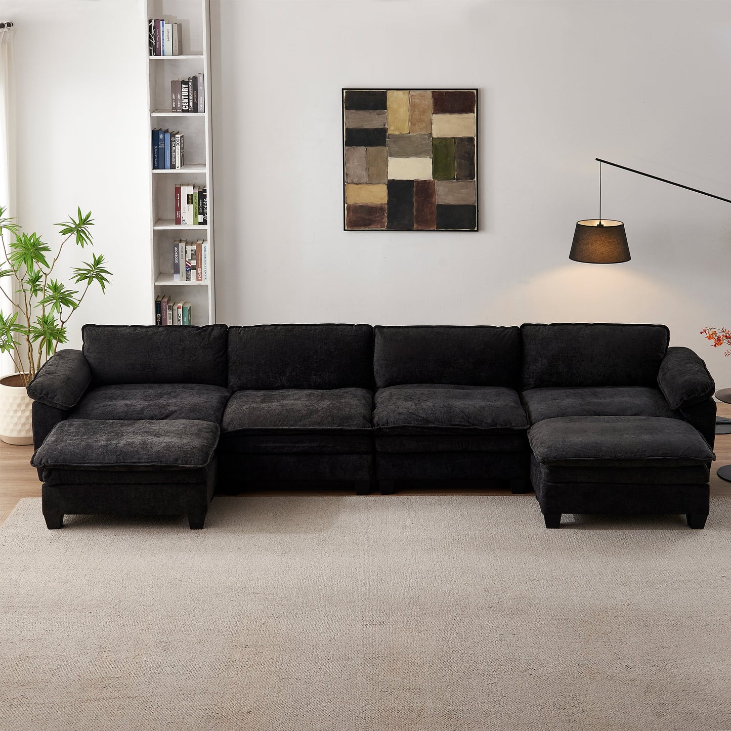 Luxury U Shape Sofa with Two Ottomans