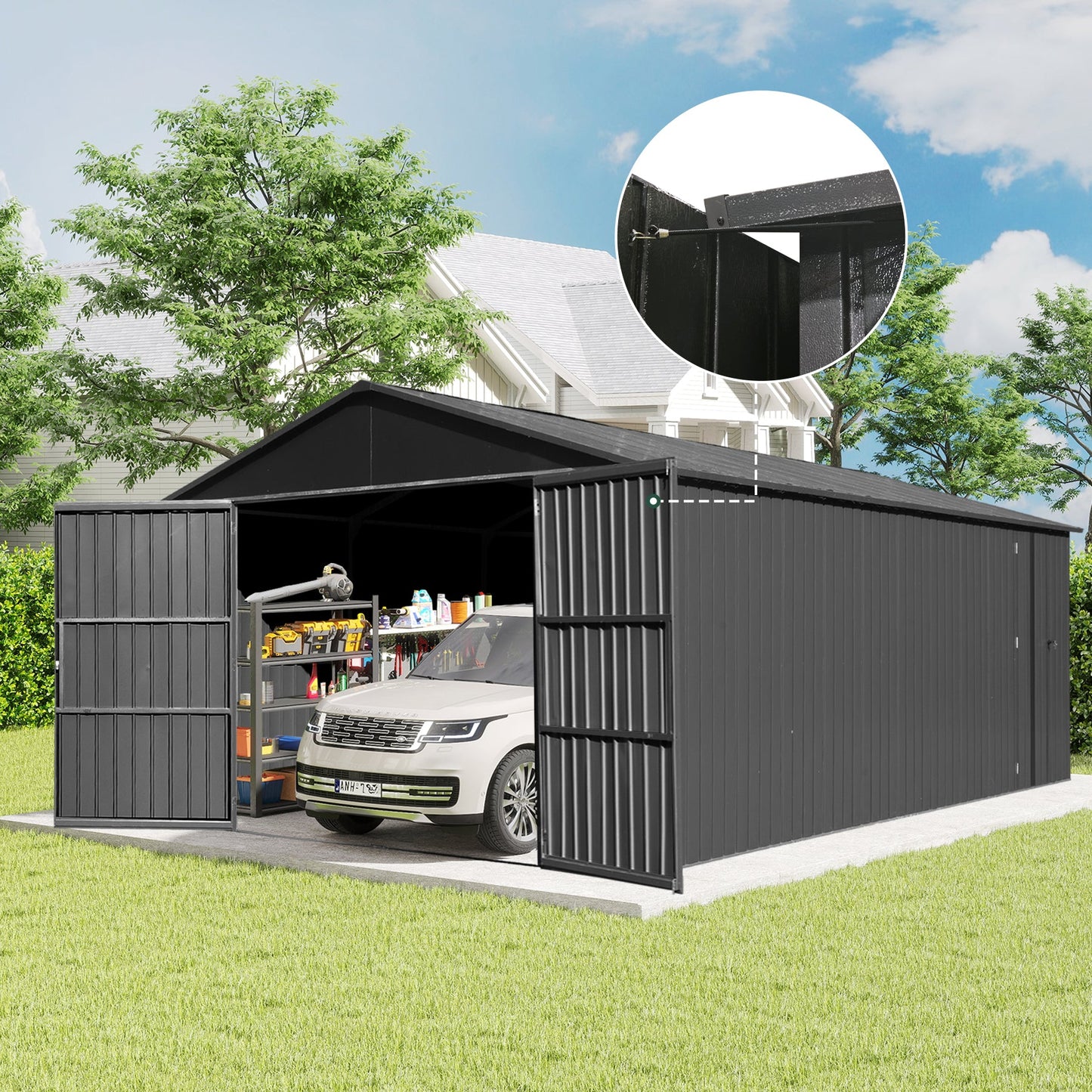12x15FT Outdoor Metal Garage Shed