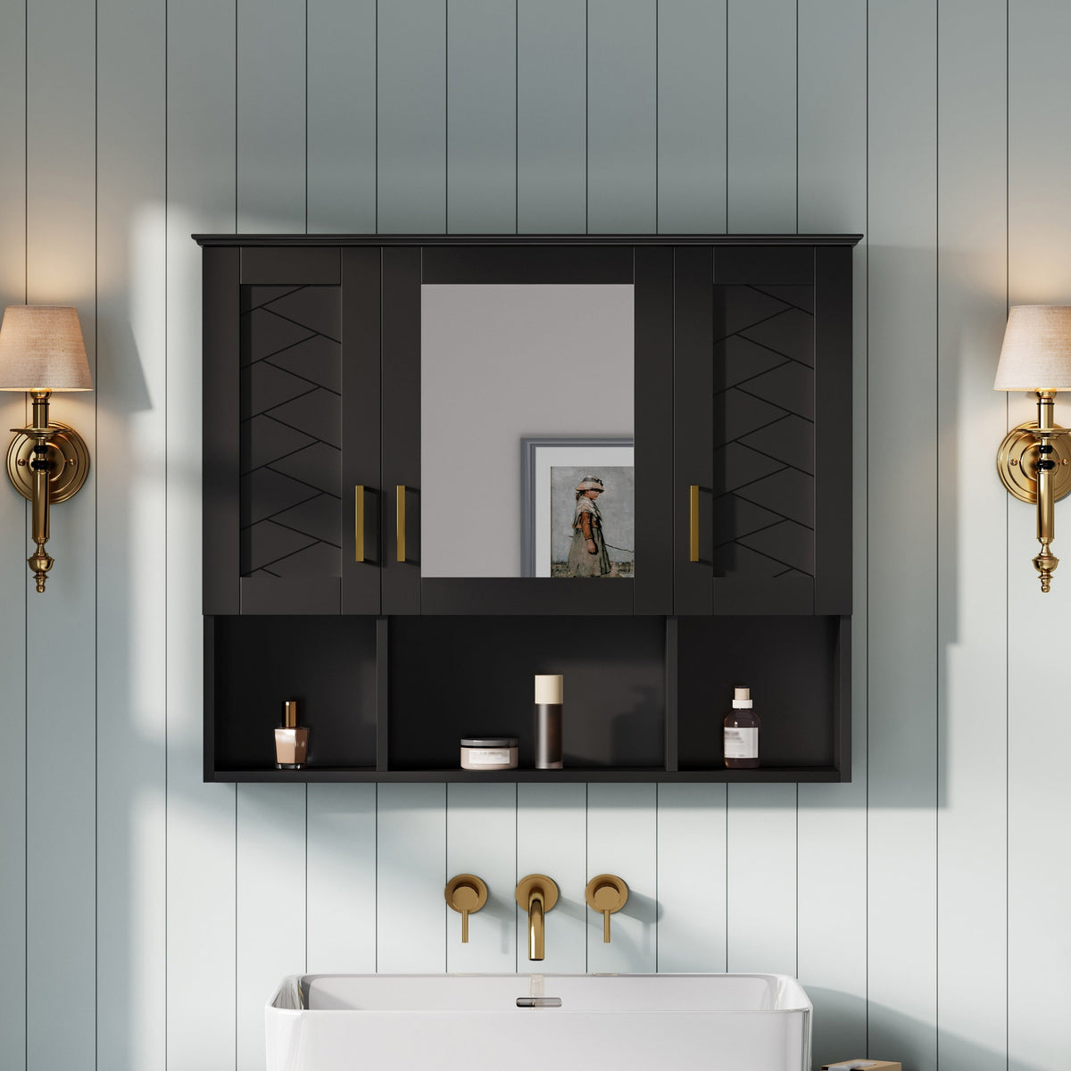 35 Inch 2-in-1 Wall Mounted Medicine Cabinet