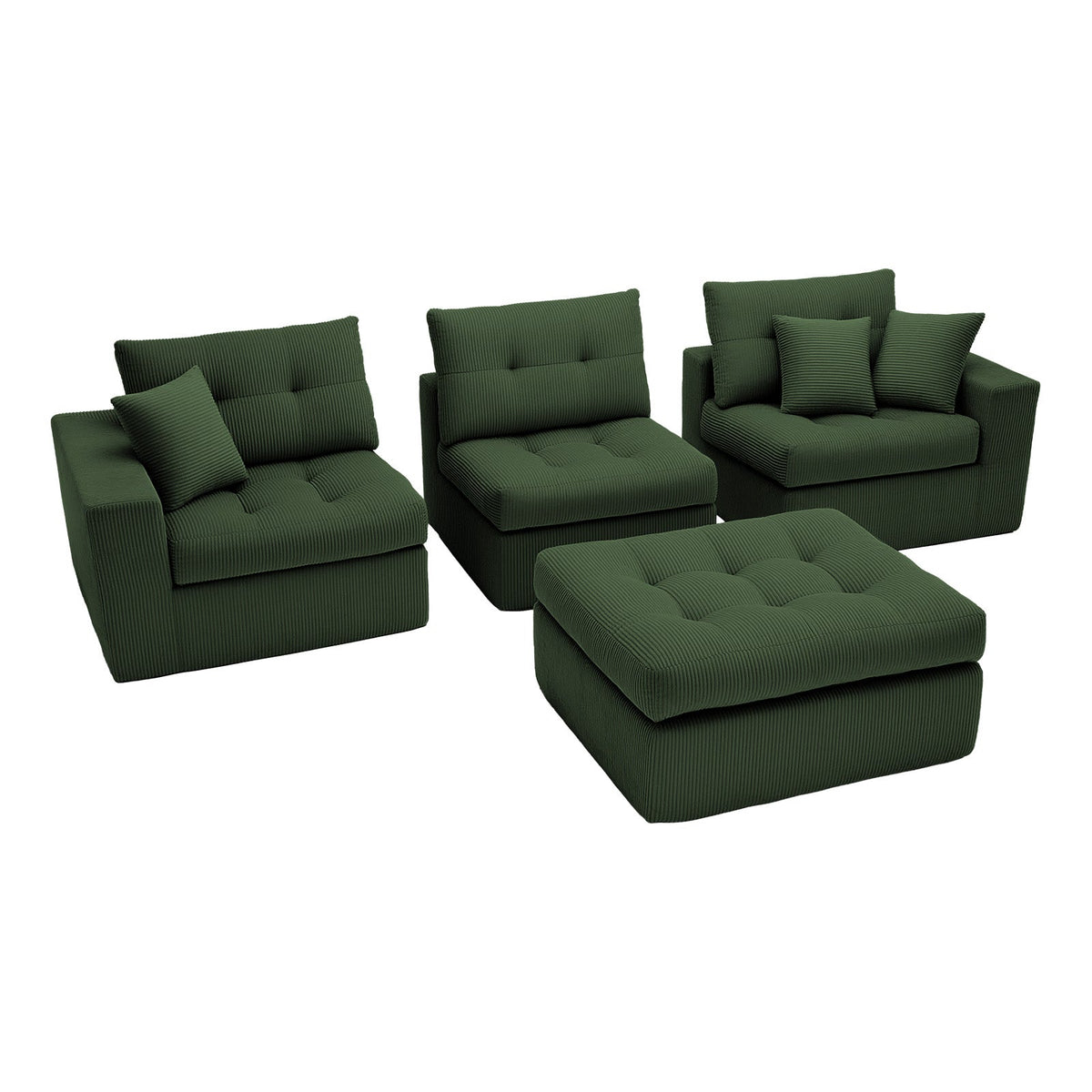 Corduroy Corner Chaise Compression Sofa Bed in Green