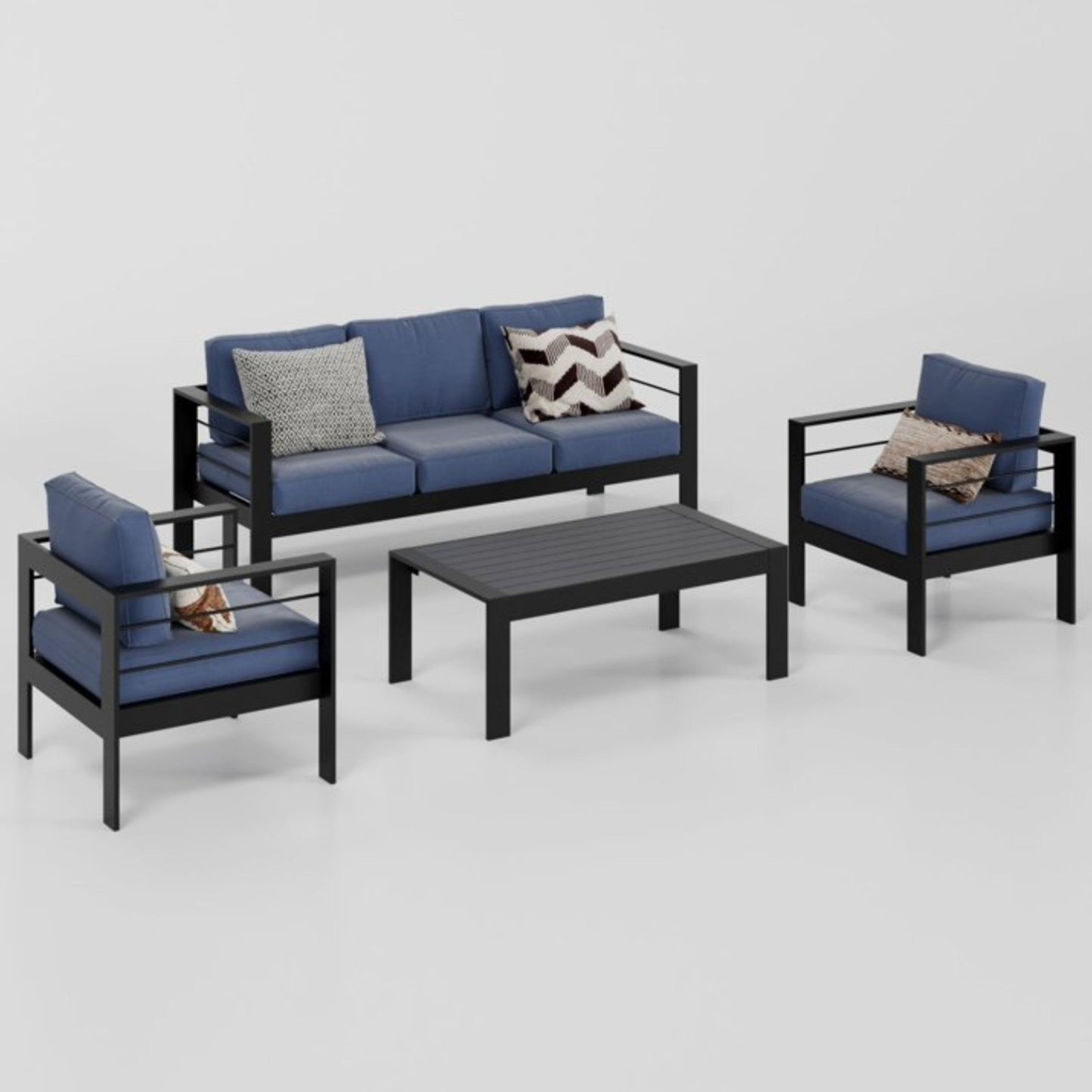 4-Piece Modern Aluminum Patio Conversation Set