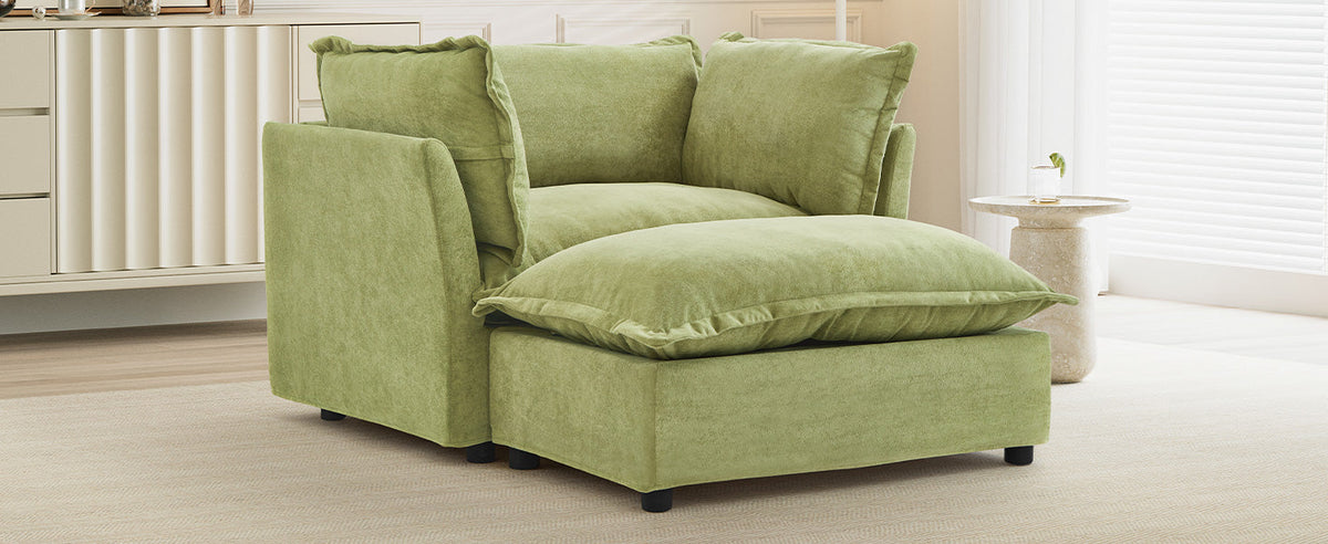 Modern Armchair Sofa with Movable Ottoman