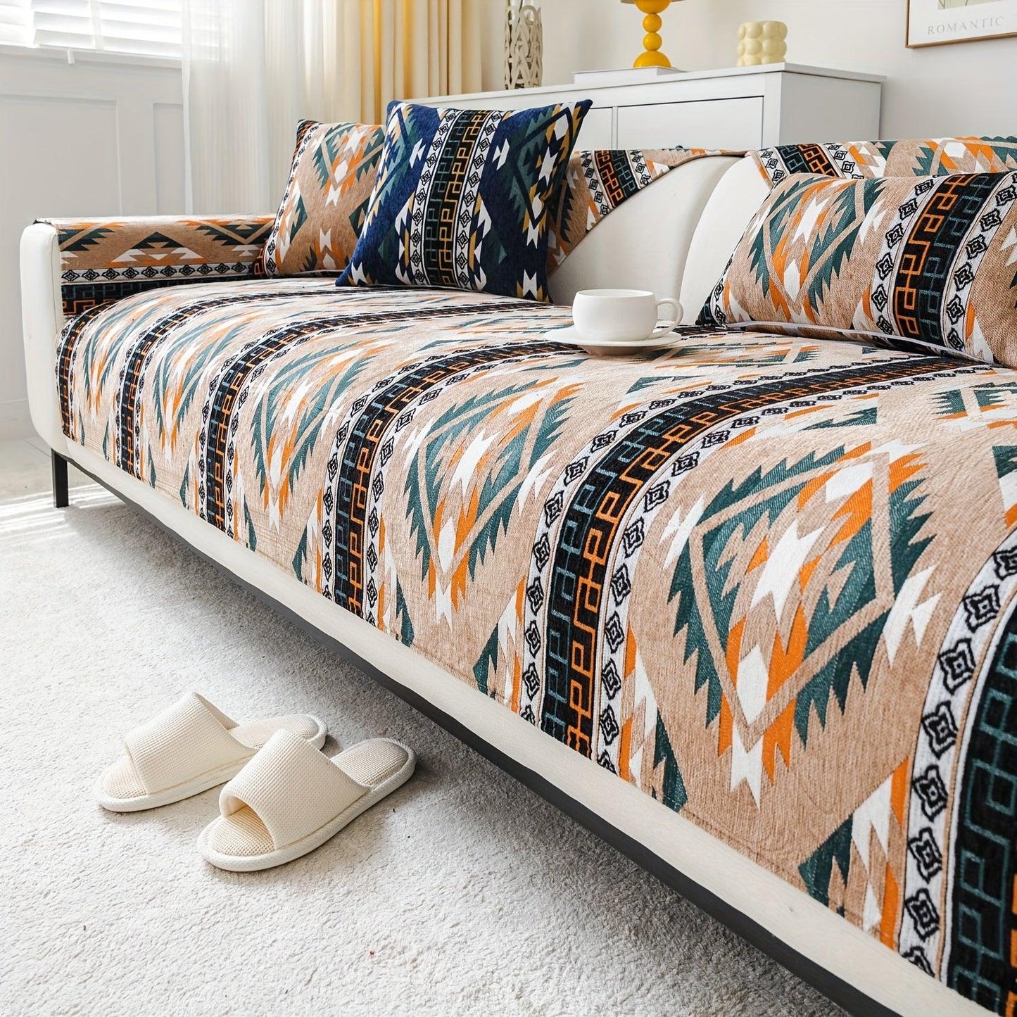 Linen Couch Slipcover | Boho Dog Proof Couch Slipcovers for All-Season