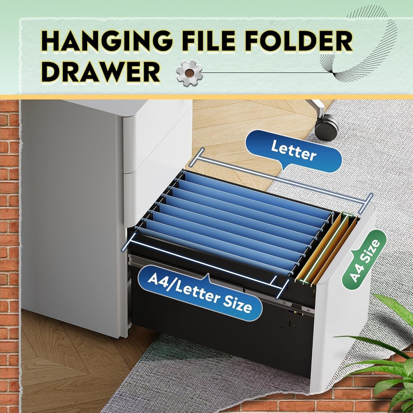 White 3 Drawer Slim File Cabinet For Office Lockable