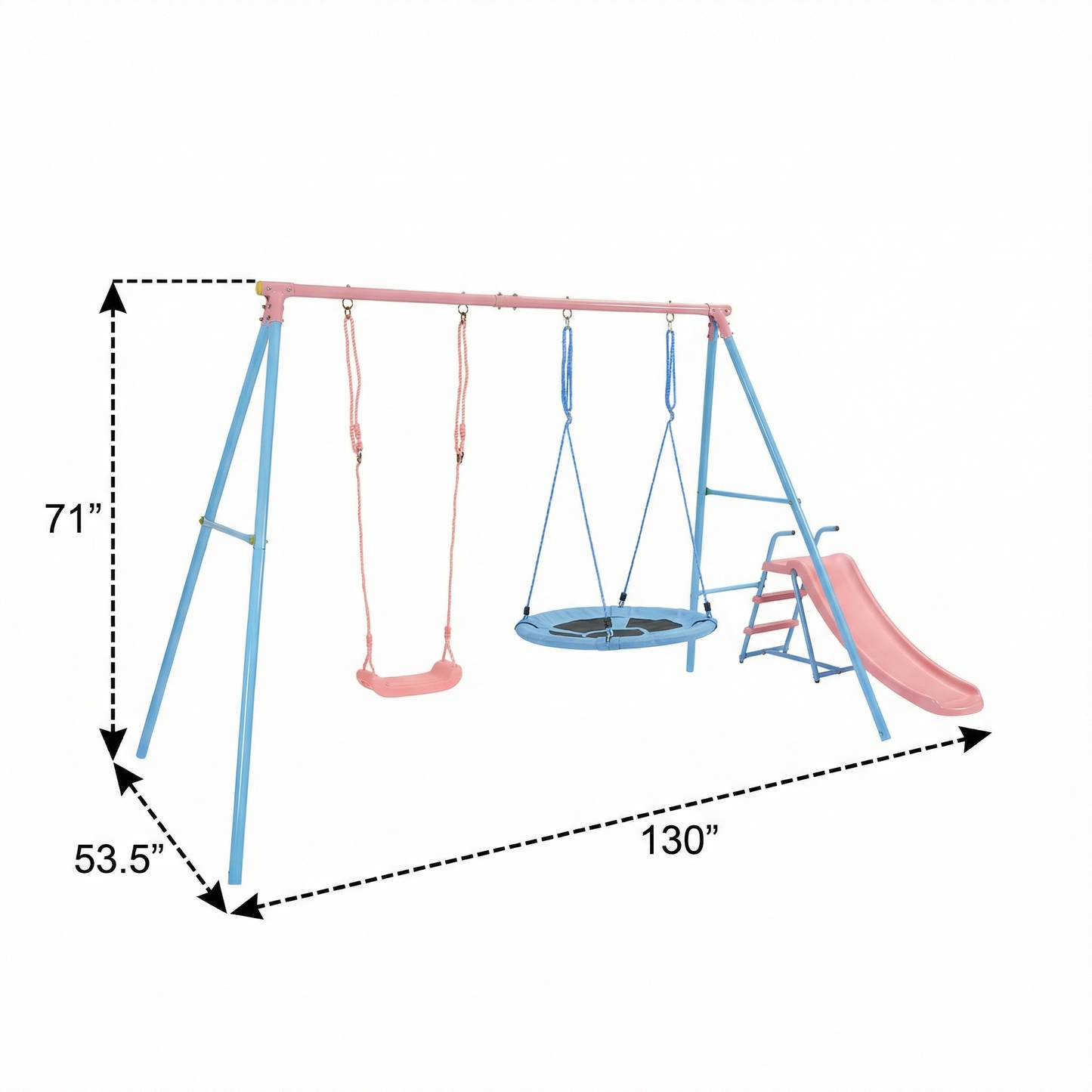 XNS107 Two Swing Set with Slide