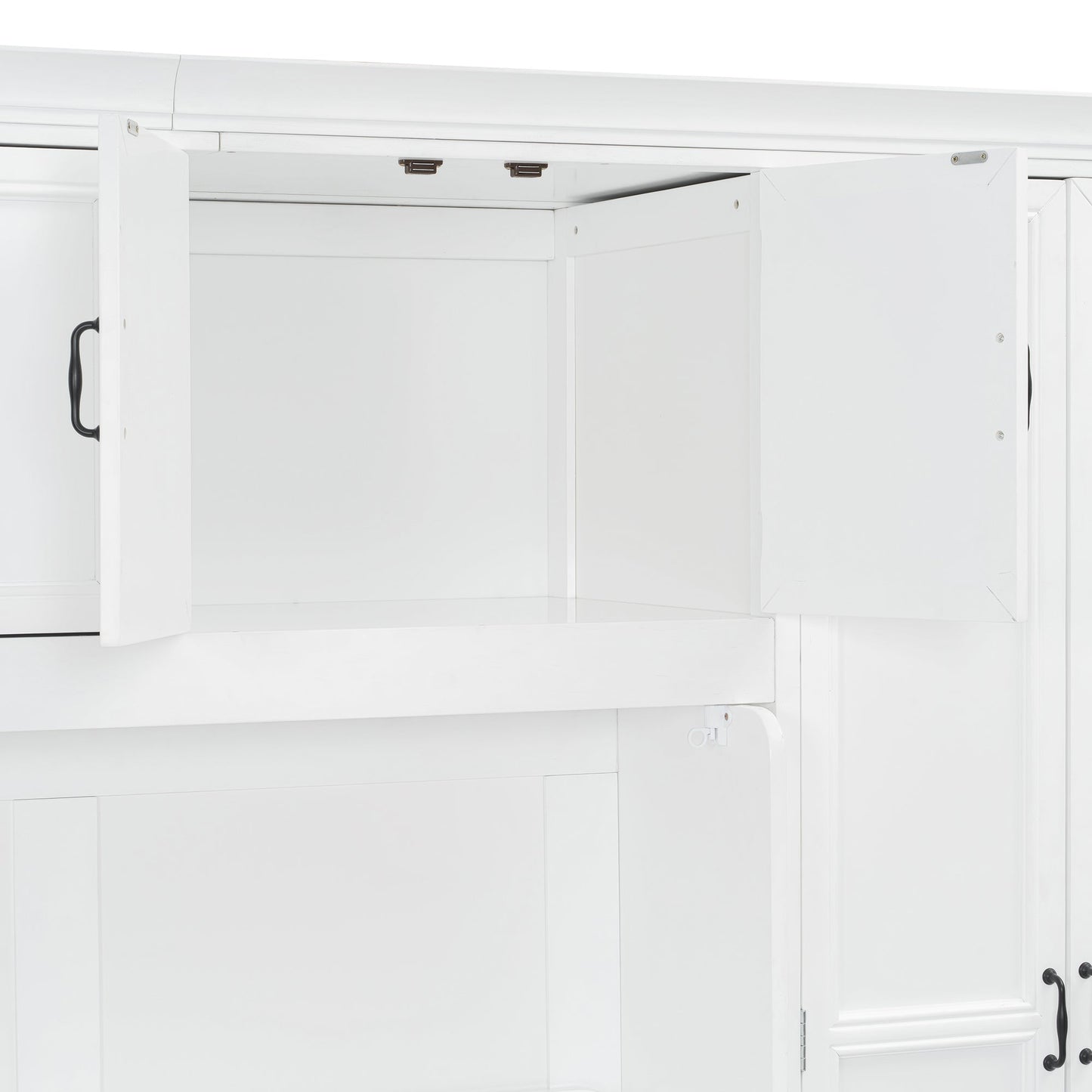 Twin Size Murphy Bed Wall Bed with Wardrobe, Cabinet and Desk, White