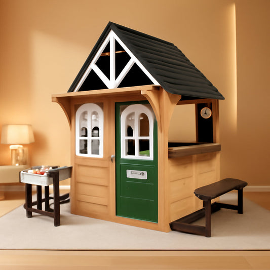 Cedar Gray Weather proof Kids Playhouse With Doorbell