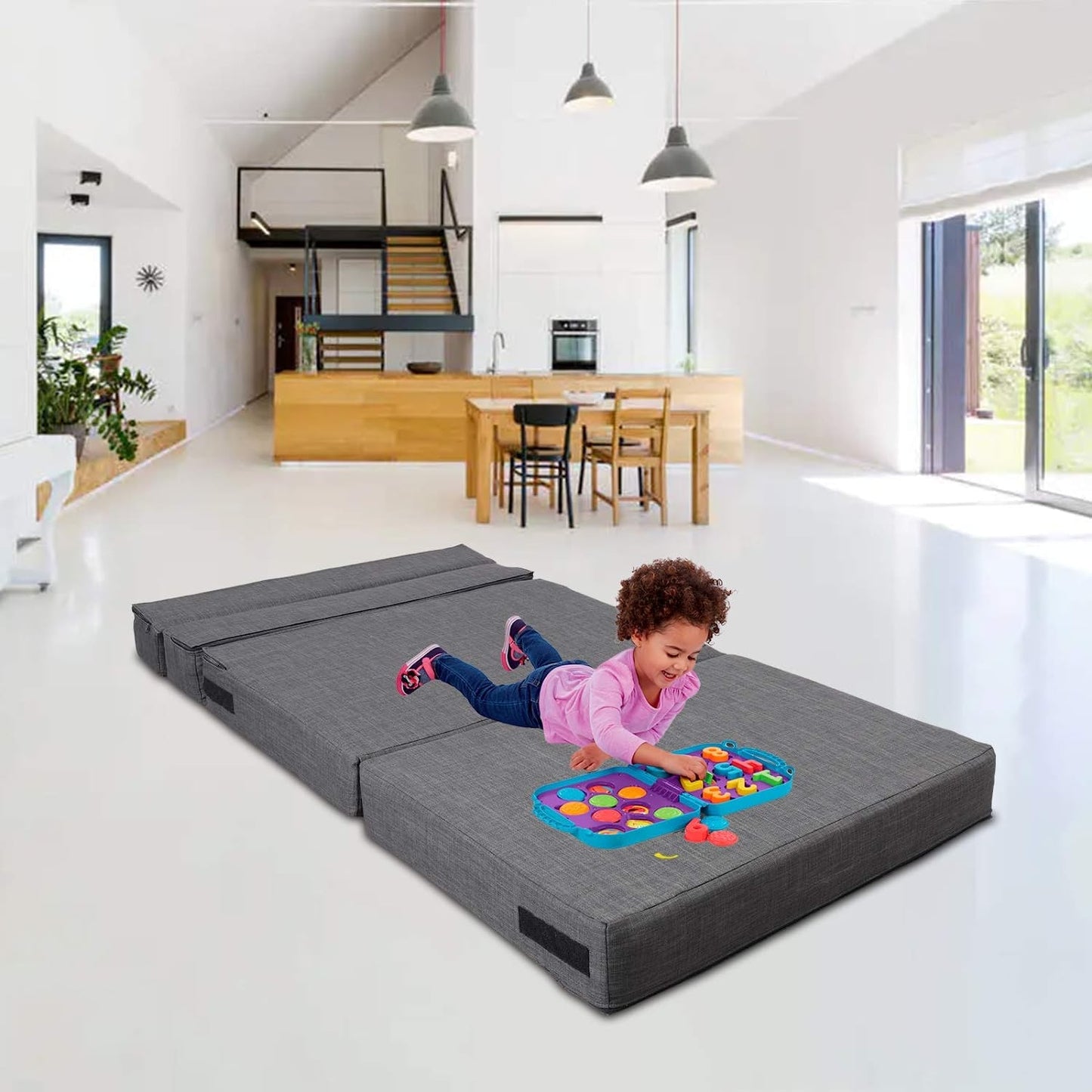 Memory Foam Sleeper Chair With Washable Cover Dark Gray