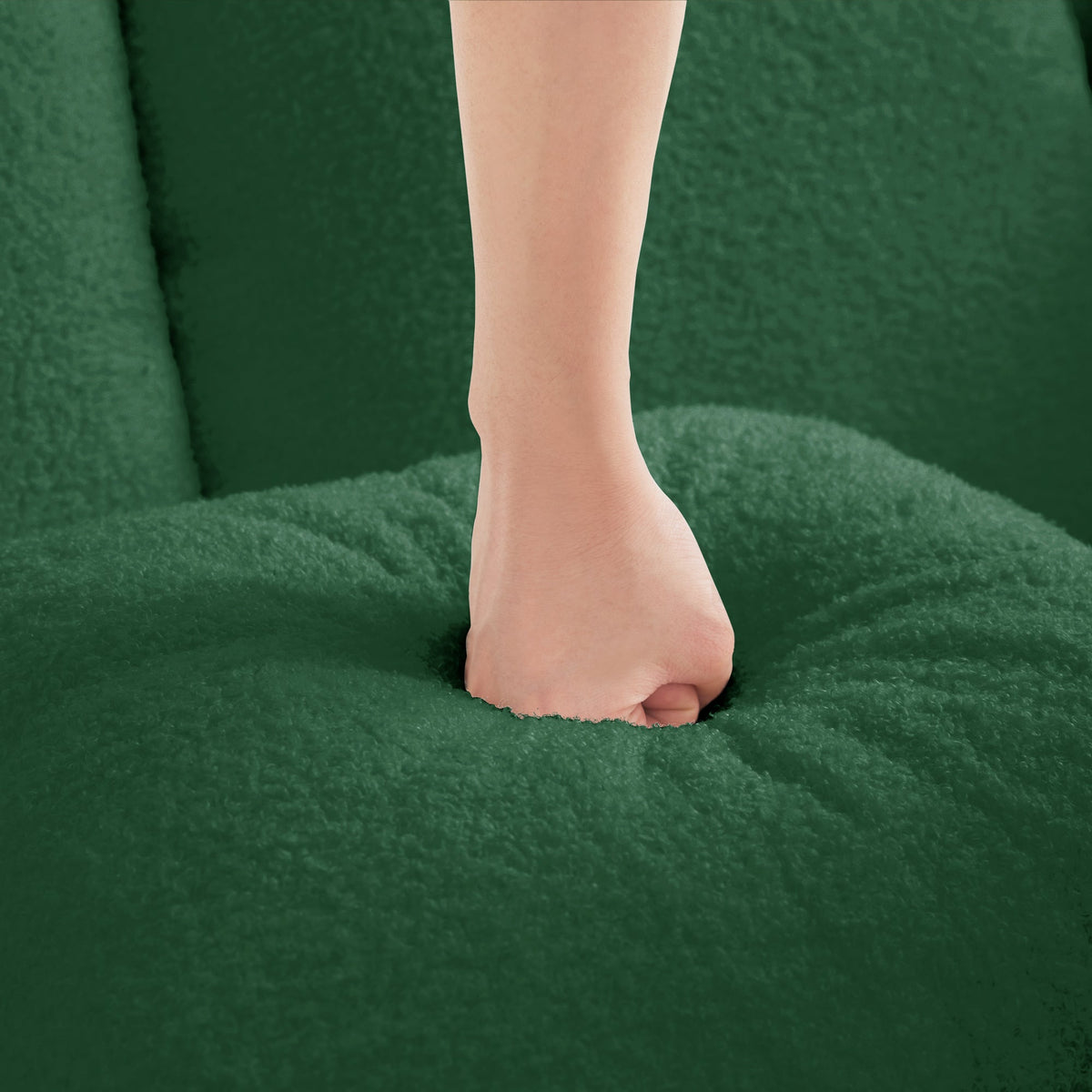 Elysees Right Chaise Sofa with Pillows Teddy Fabric - Green