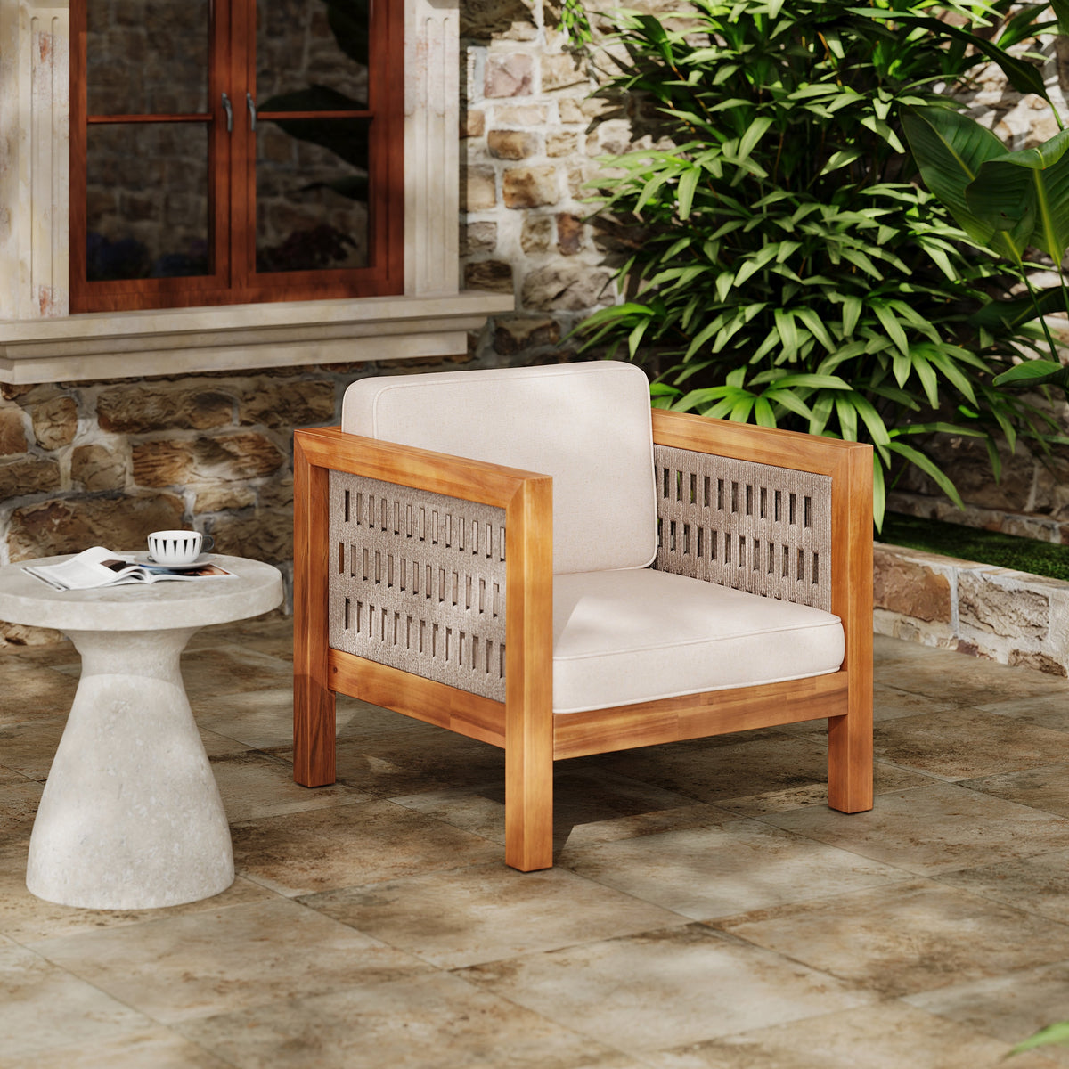 Acacia Wood Outdoor Club Chair