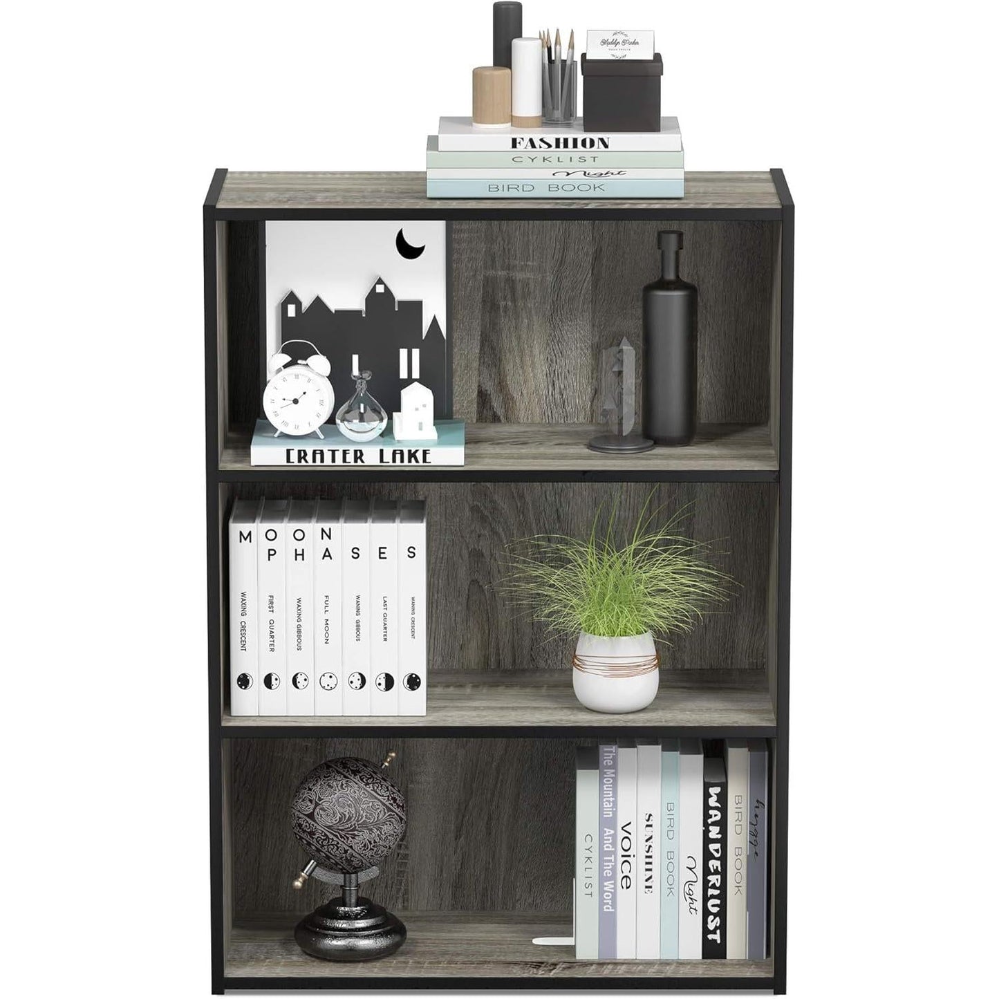 Pasir 3 Tier Open Shelf Bookcase in French Oak Grey