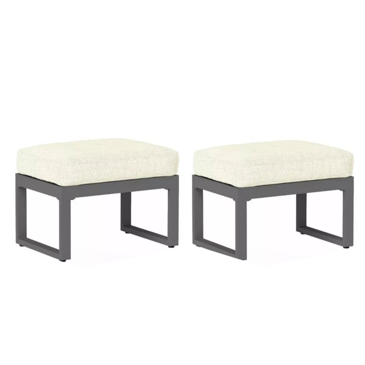 Set of 2 26" All-Weather Aluminum Patio Ottomans Footrests