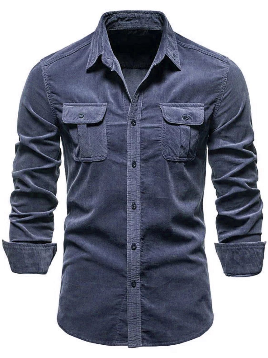 Collared Neck Button Down Shirt with Chest Pockets Plus Size