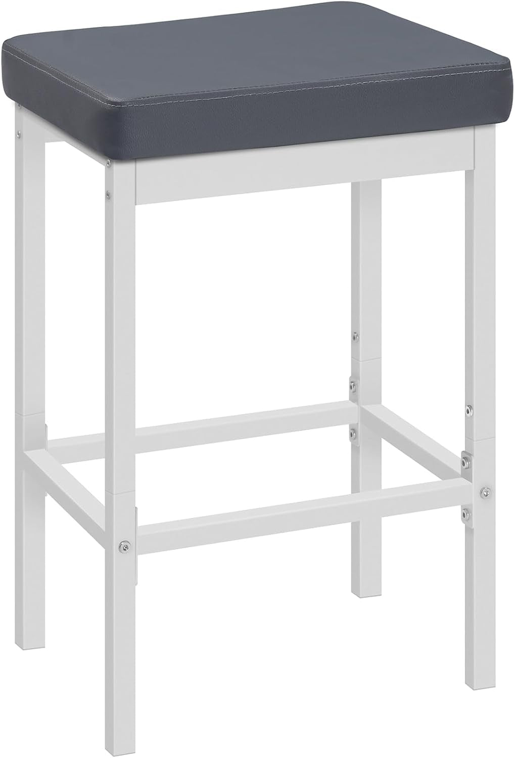 Bar Stools Set Of 2 24.8 Inch Upholstered White Gray
