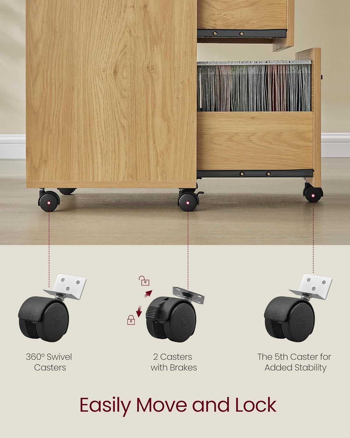 Straw Yellow 2 Drawer Rolling File Cabinet Printer Stand