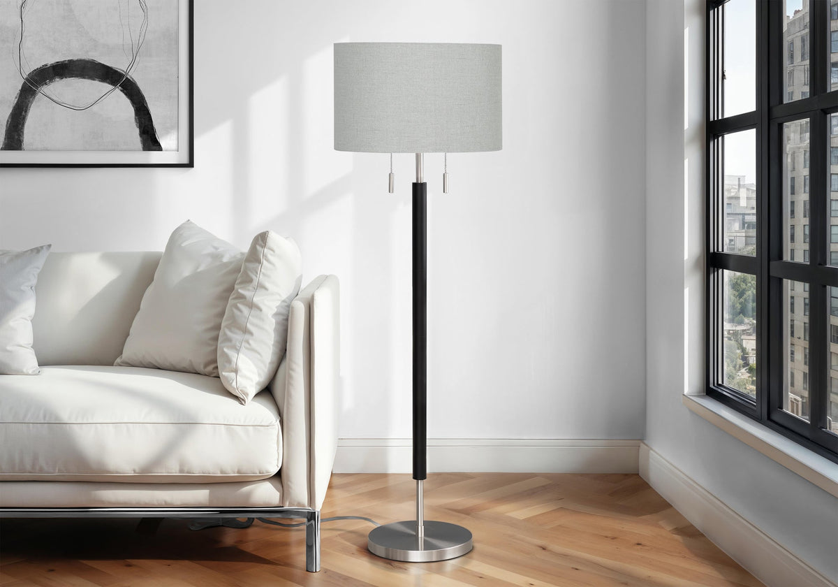 60"H Nickel Metal Floor Lamp