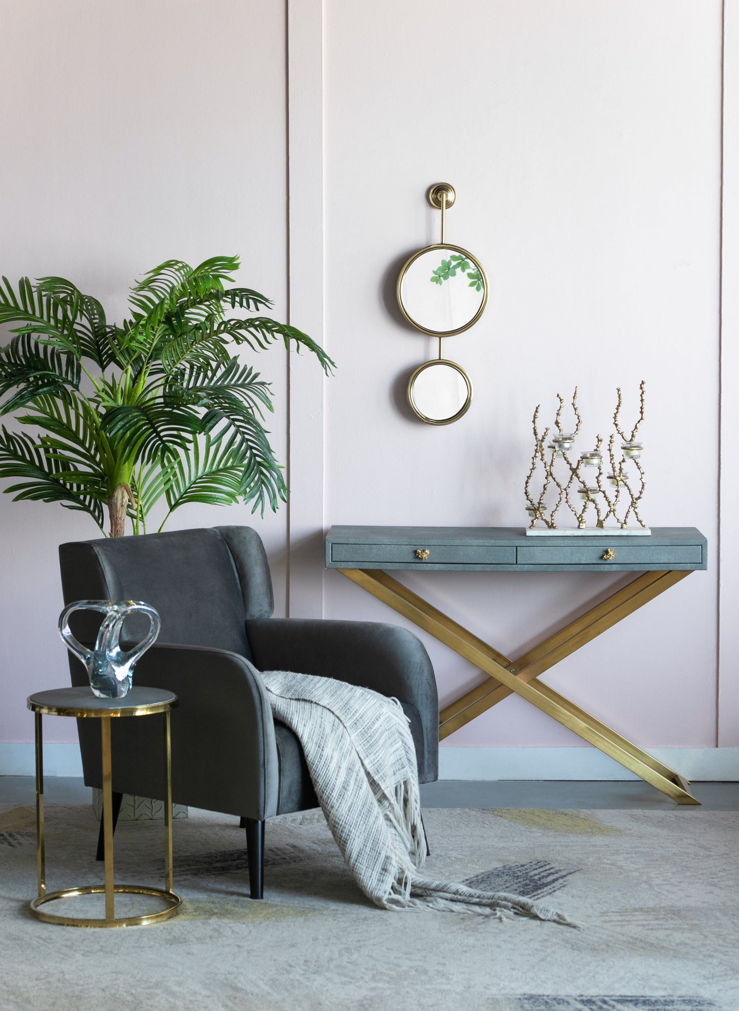 2 Circle Mirrors for Wall Decor, Unique Contemporary Wall Mirror for Living Room Bedroom Entryway,11" x 28.5"
