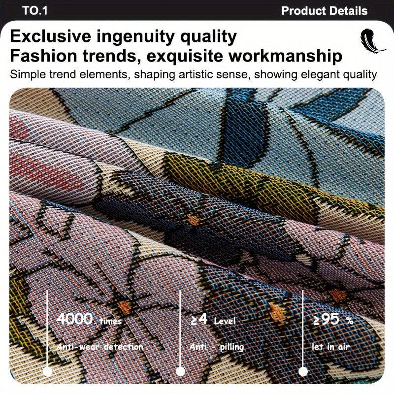 Linen Sofa Cover | Floral Tassel Throw, Pet-Friendly & Non-Slip