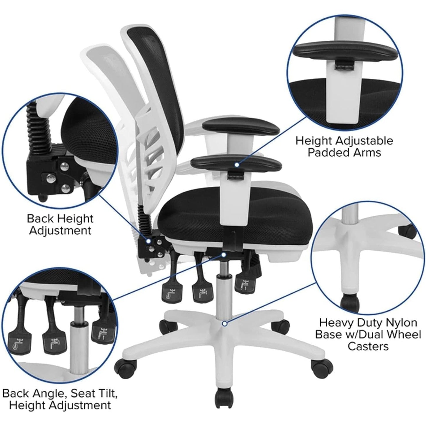 Black Mesh Executive Office Chair With Adjustable Arms