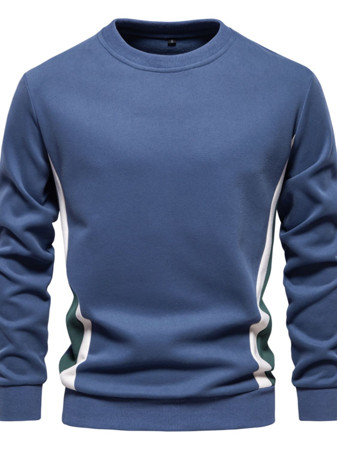 Side Striped Contrast Round Neck Sweatshirt
