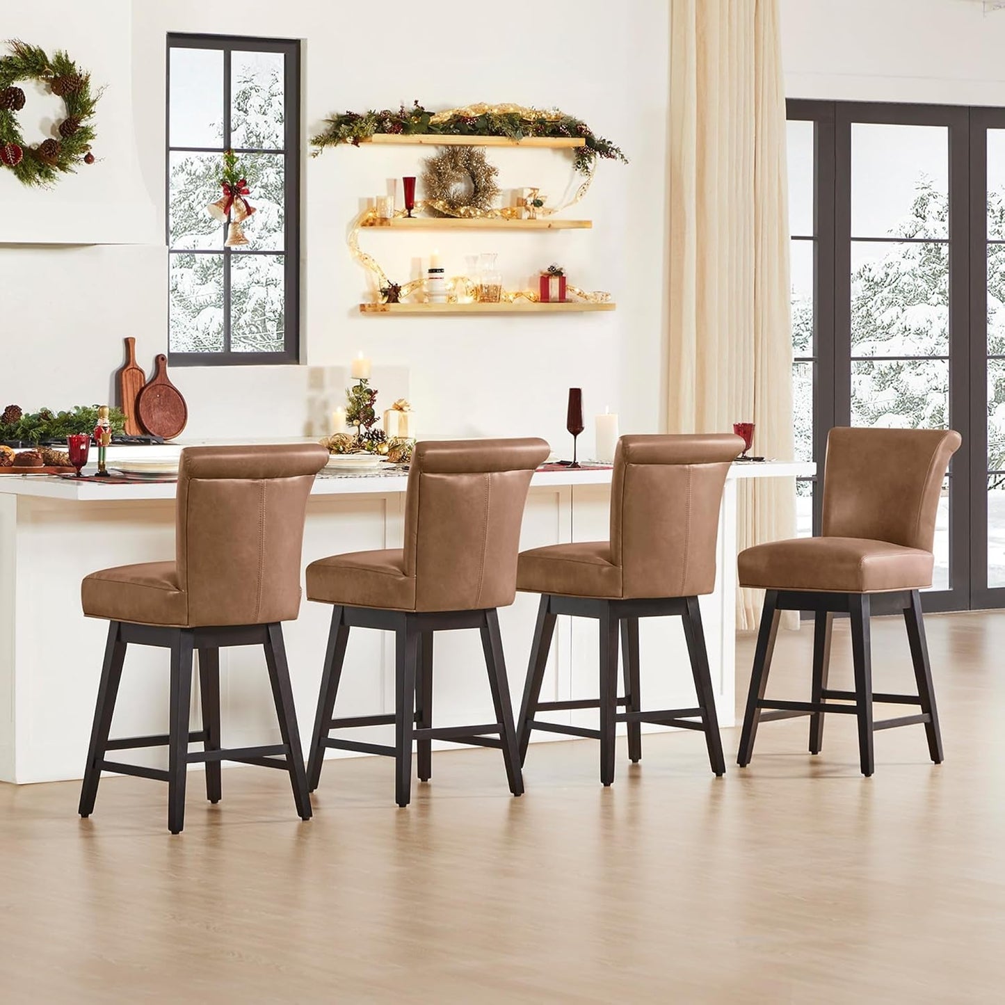 26 Inch Counter Height Swivel Bar Stools Set of 2