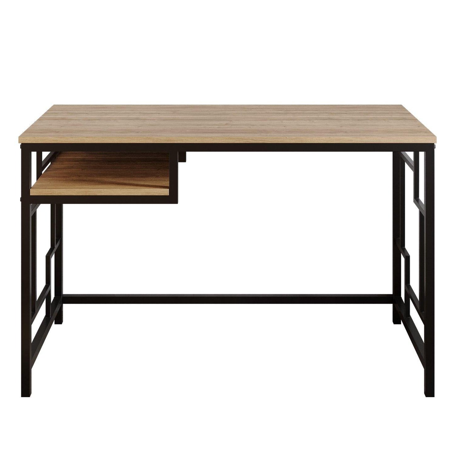 Victory 47'' Wide Metal Engineered Wood Computer Desk with Shelf