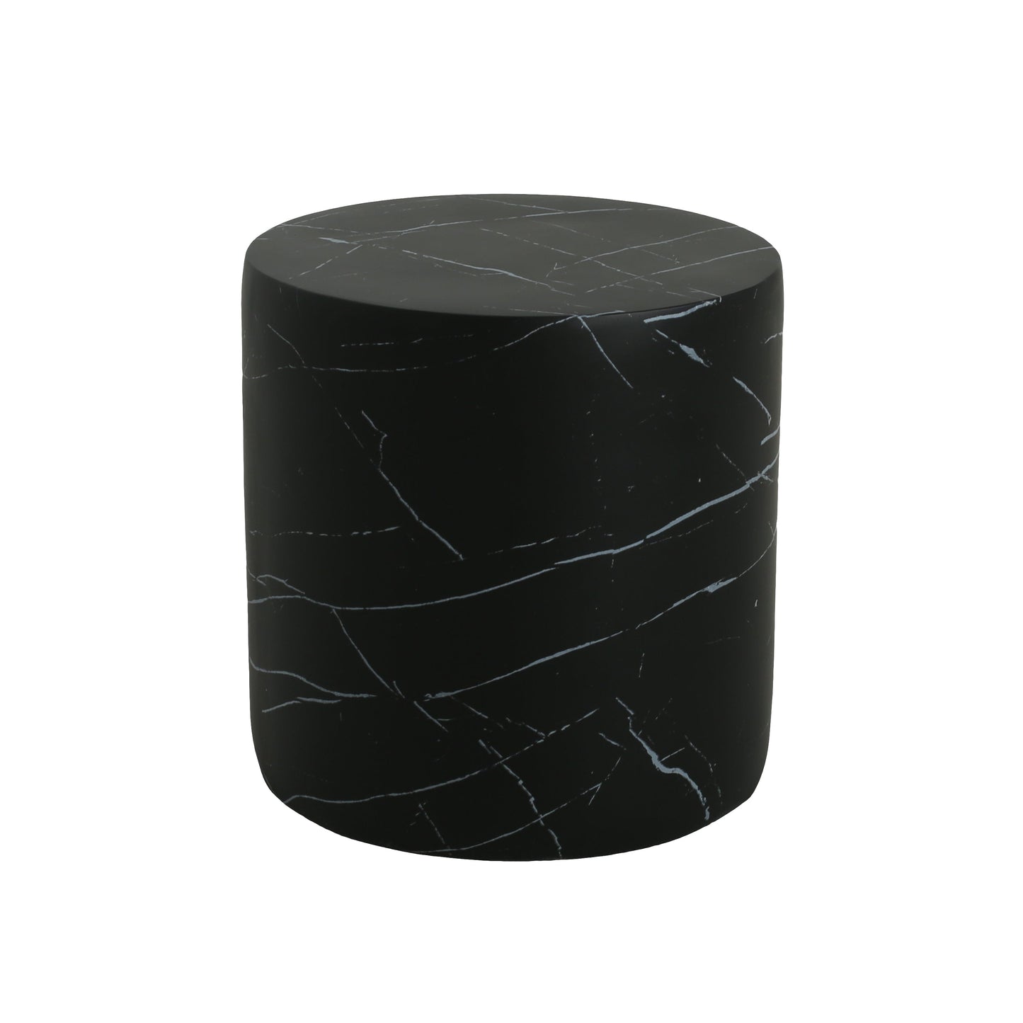 Contemporary Outdoor Lightweight Concrete MGO Side/End Table with Black Marble Finish