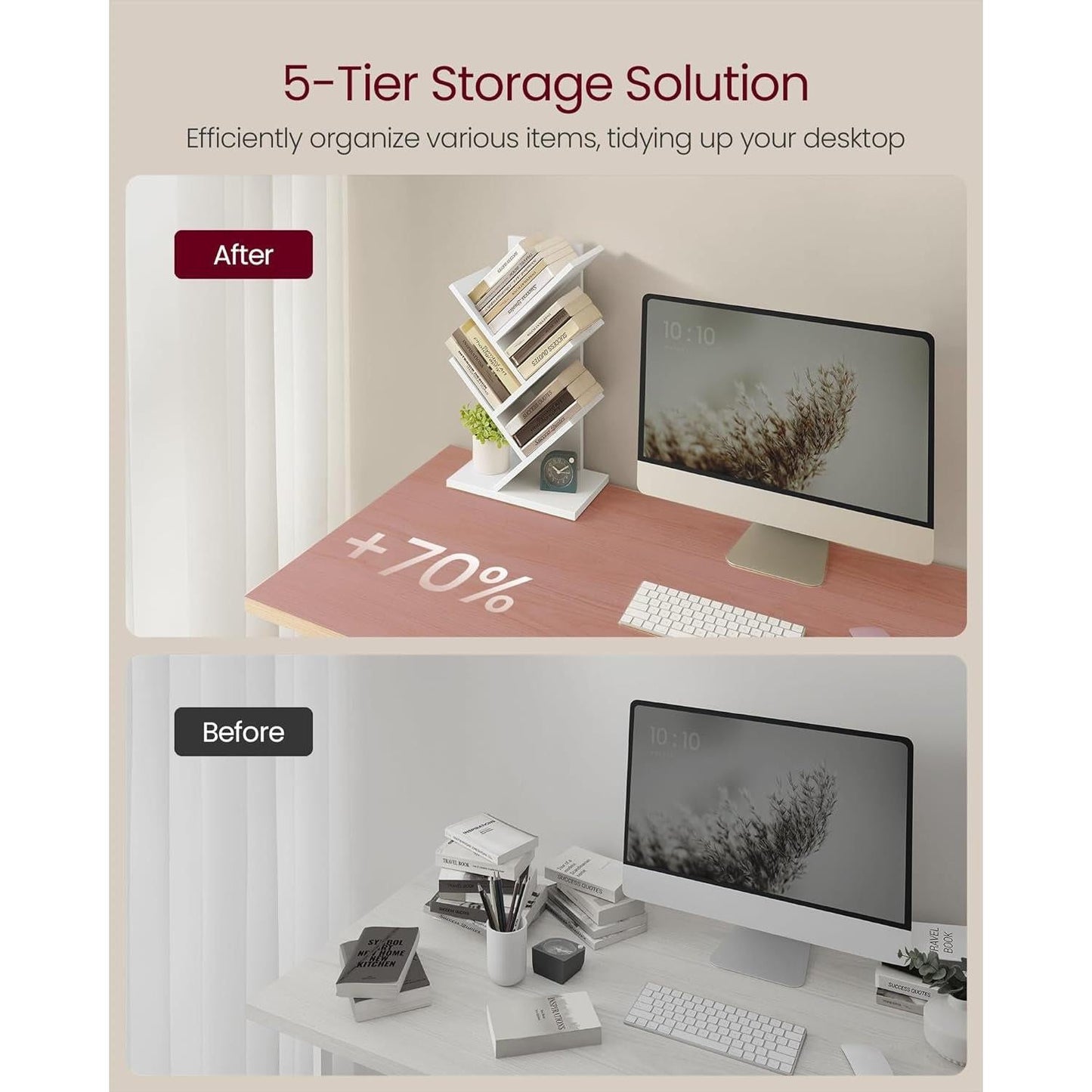 Cloud White Tree Bookshelf Five Tier Corner Shelf Unit