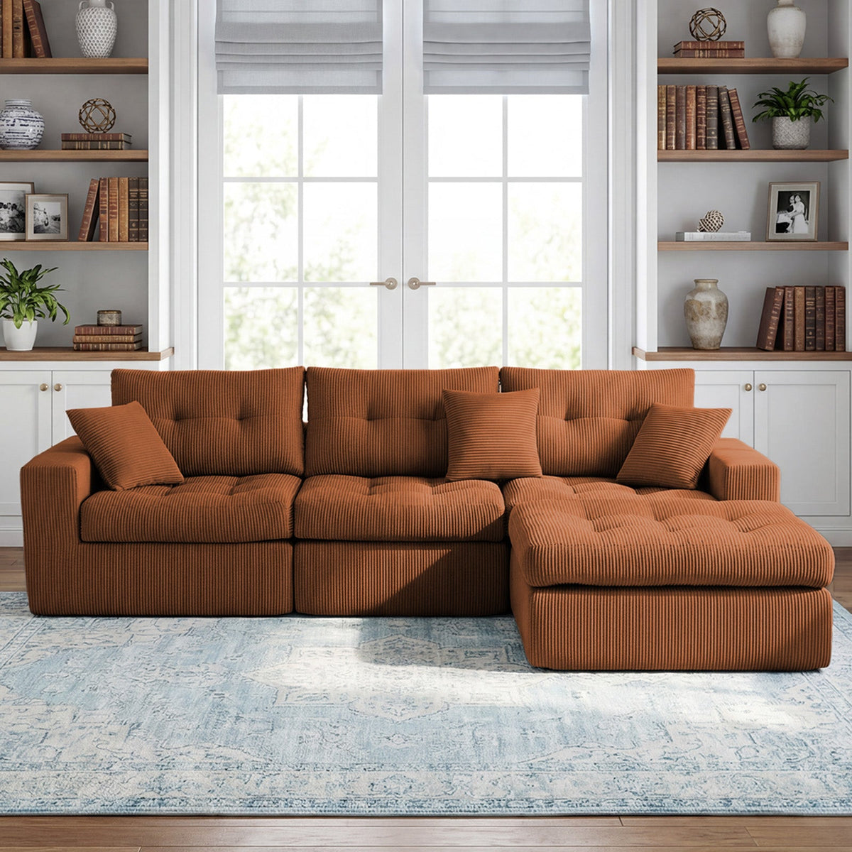 Corduroy Corner Chaise Compression Sofa Bed