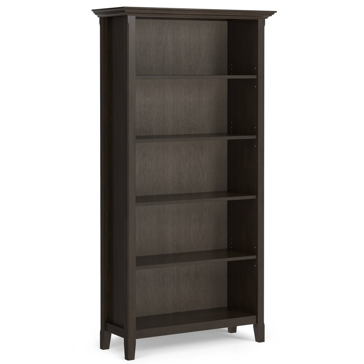 Amherst 36 Inch Solid Wood 5 Shelf Bookcase in Hickory