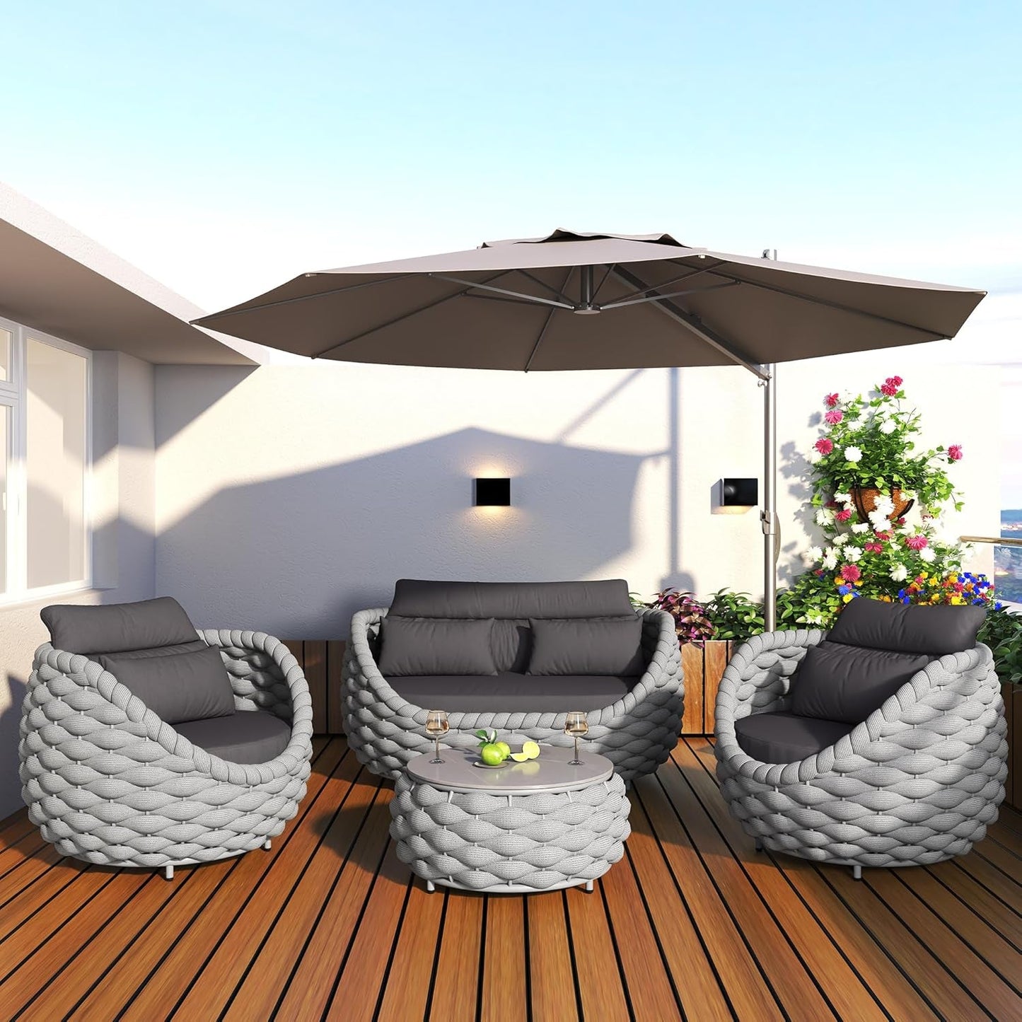 Six Piece Aluminum Patio Furniture Set With Cushions