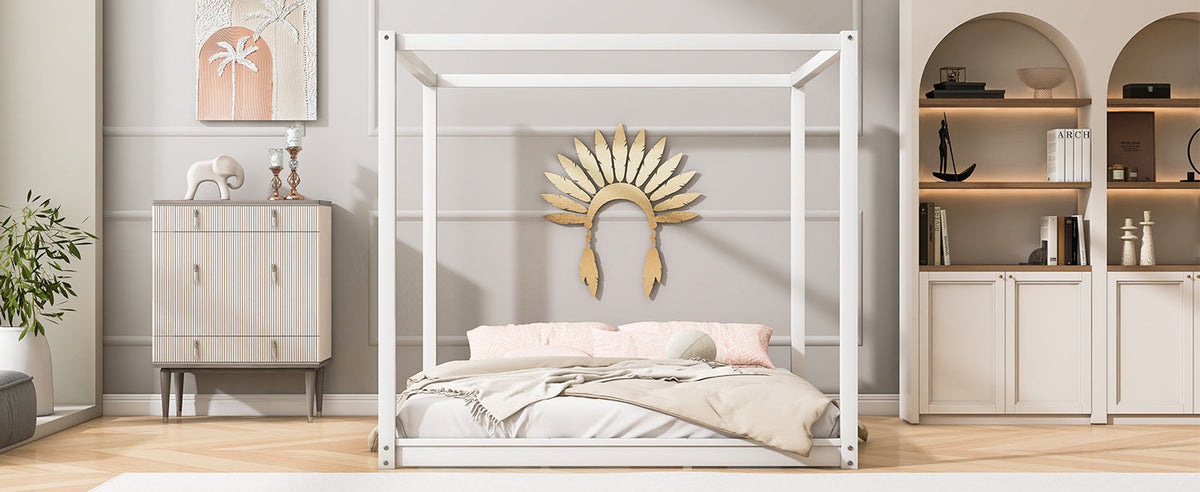 King Size Canopy Platform Bed with Support Legs