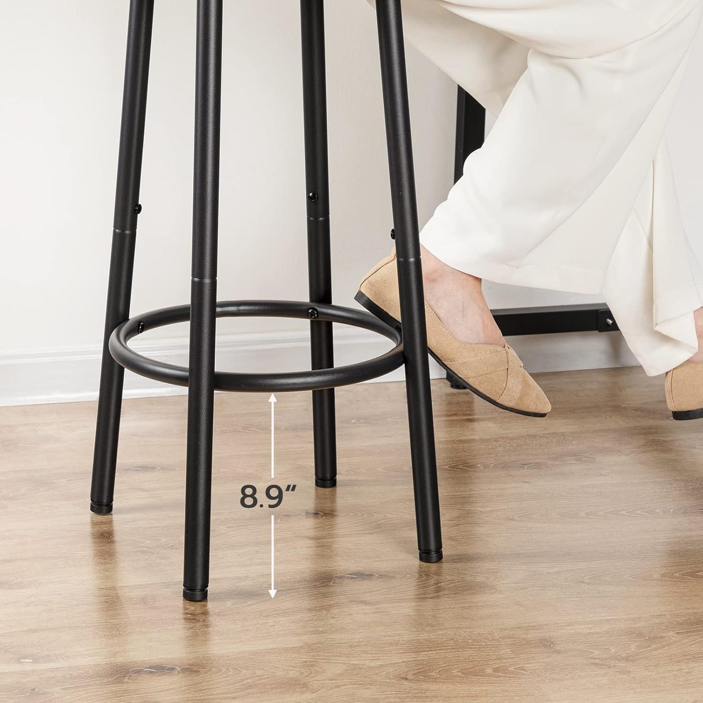Bar Height Stools Set Of 2 With Footrest Rustic Brown