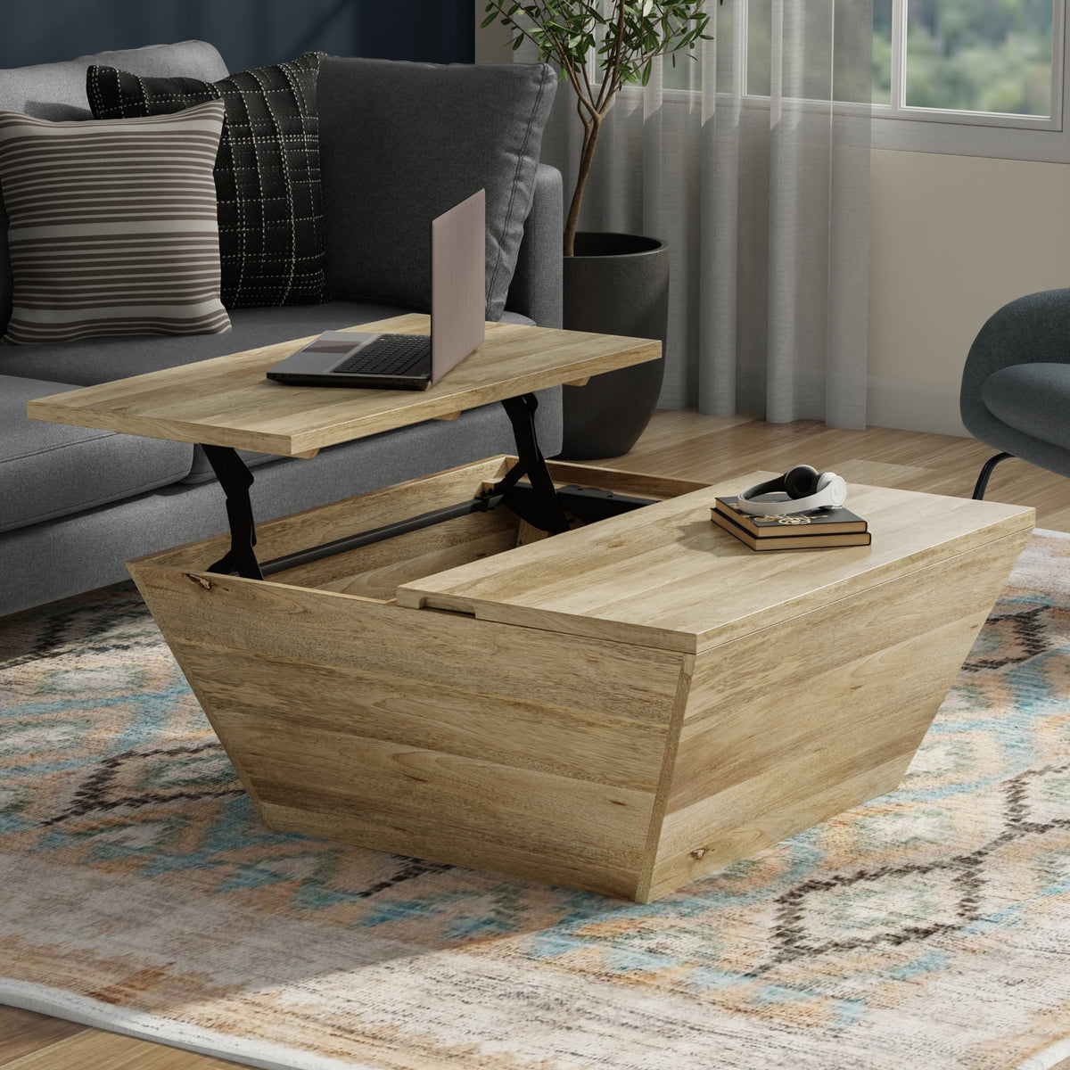 Abba 36 Inch Square Lift Top Coffee Table