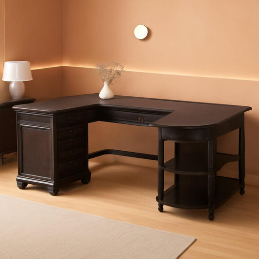 Contemporary L Shaped Desk USB Charging Drawer