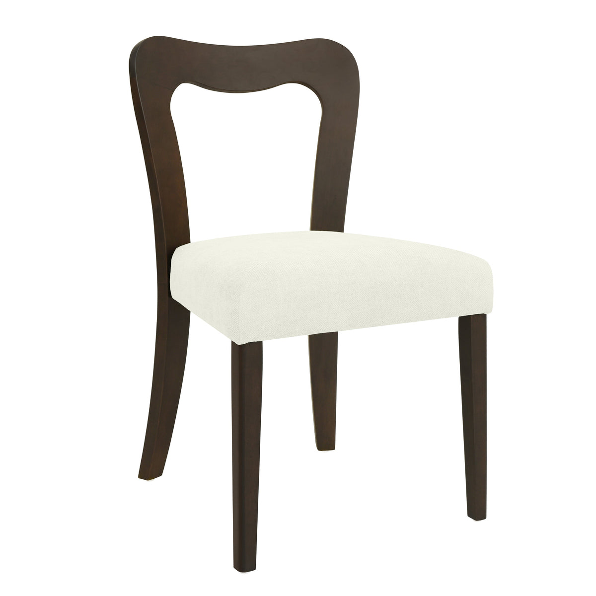 Dining Chair Without Arm Set of 2 - Dark Brown and Beige