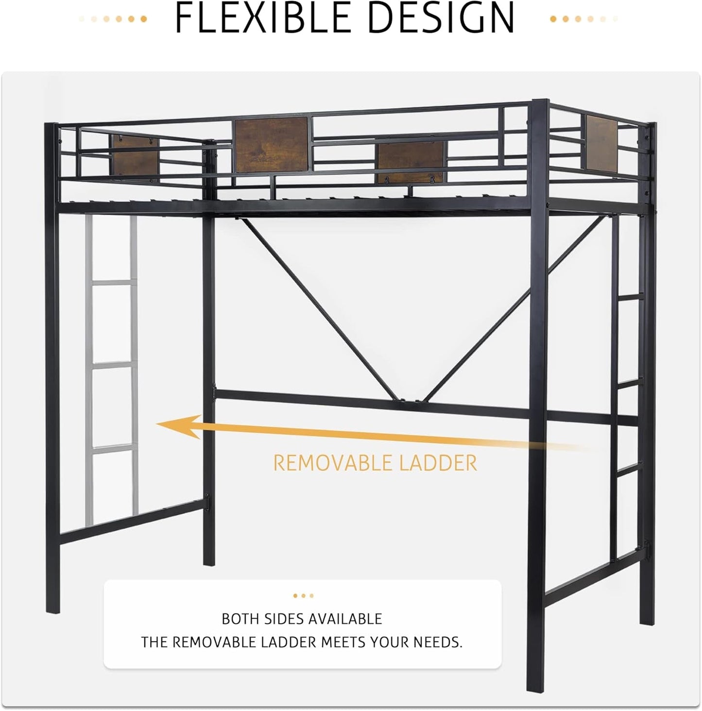 Twin Loft Bed With Ladder And Guard Rail In Rustic Style